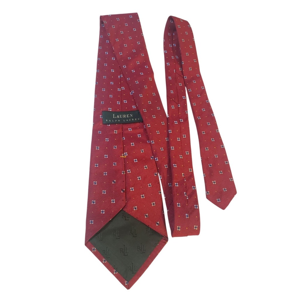 Lauren Ralph Lauren Mens Tie Necktie Designer Luxury Red Blue Floral Preppy Styl